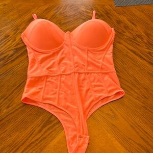 Reoria Glamorous Illusion Spaghetti Strap Bodysuit nwt